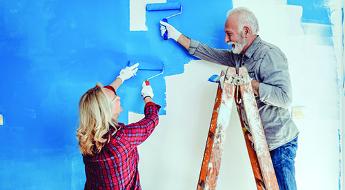 Happy,Senior,Couple,Renovating,Their,Home.,They,Are,Painting,A